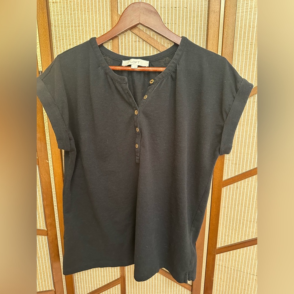 LOFT black Henley top